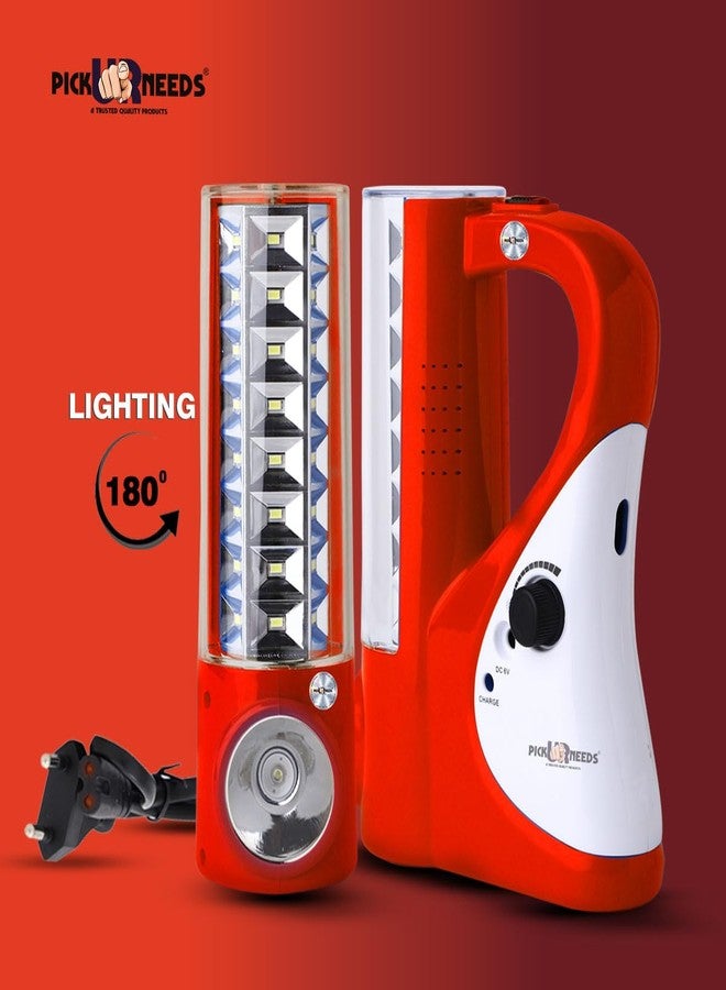 Pick Ur Needs Rechargeable Emergency 2 In1 Home LED Torch Lantern Lamp Light with 24 SMD Light Torch (Red) - Image 4